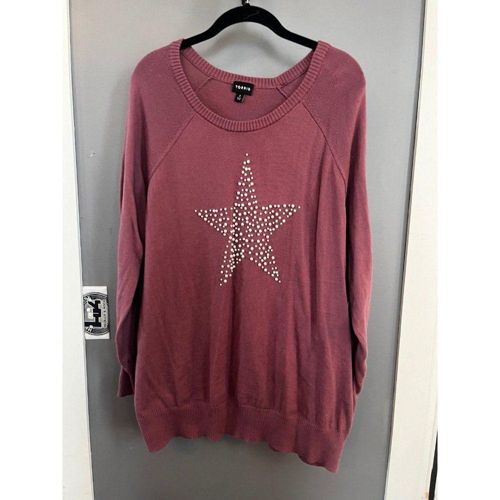 Torrid size 3 pink dark rose pearl star sweater top